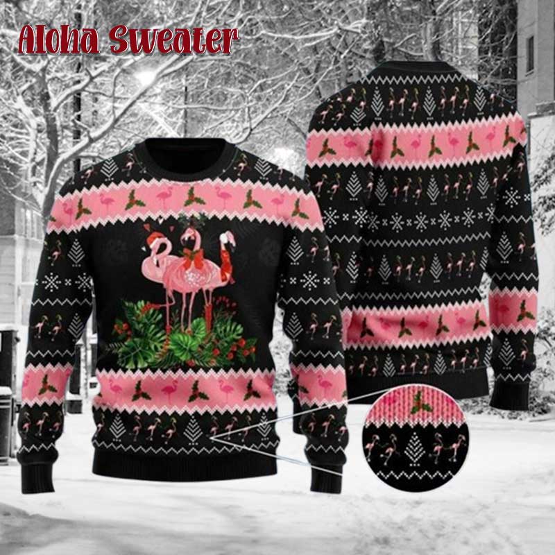 Candy Cane Flamingo Ugly Christmas Sweater - Holiday Gift product image 3