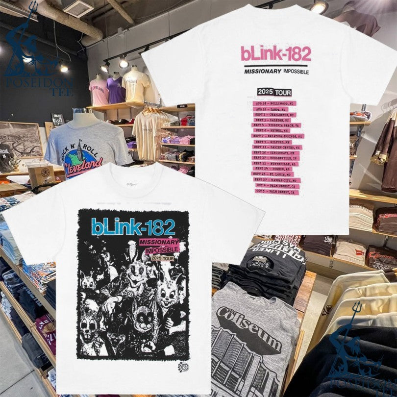 Blink 182 Missionary Impossible Tour 2026 - Adult & Kids T-Shirts, Sweatshirts & Hoodies apparel design preview 1