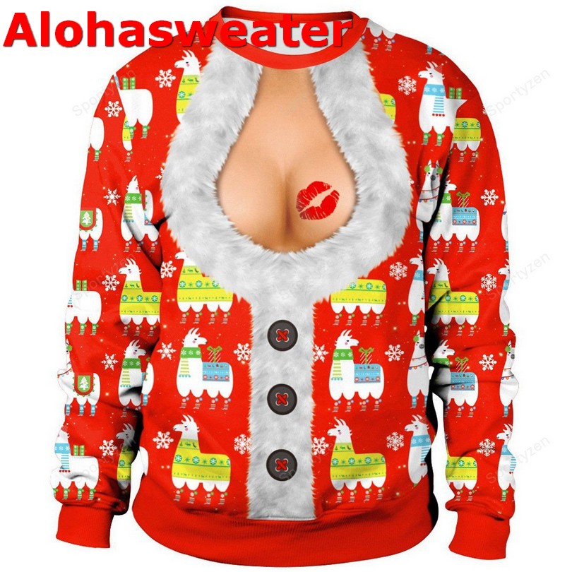 Boobs alpaca Kiss Christmas Sweater - Holiday Gift product image 2