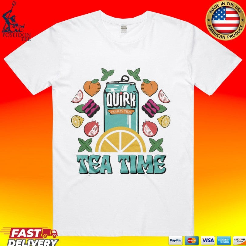 Boulevard Quirk Tea Time White Teal Ringer - Adult & Kids T-Shirts, Sweatshirts & Hoodies apparel design preview 1