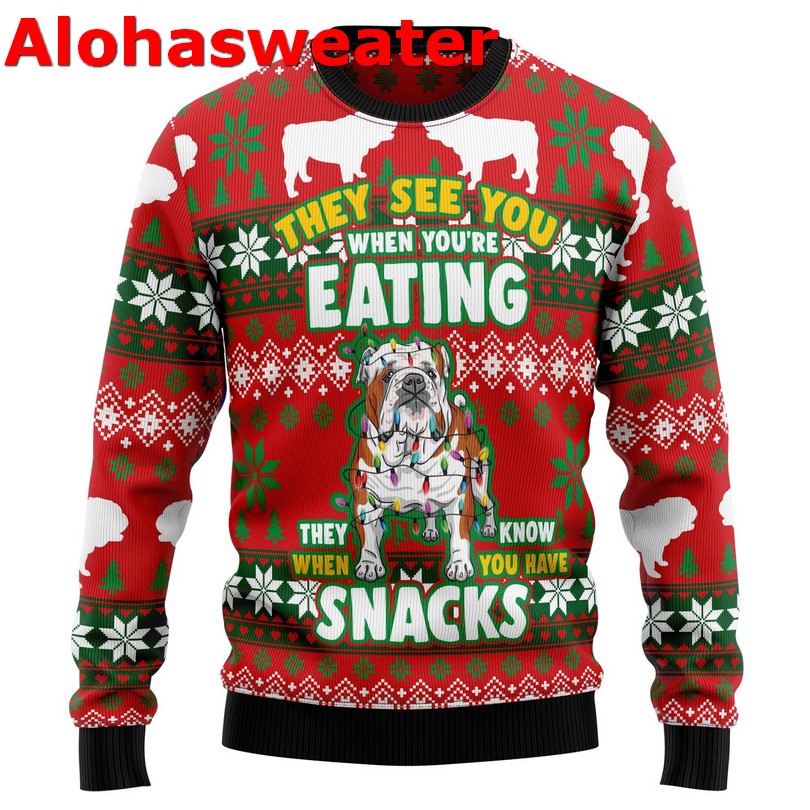 Bulldog snacks Christmas Sweater - Holiday Gift product image