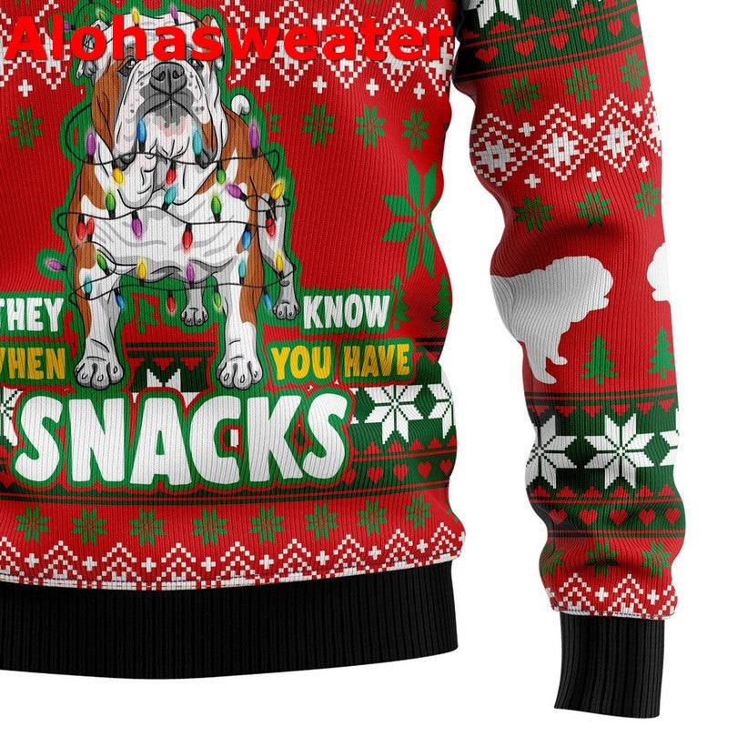 Bulldog snacks Christmas Sweater - Holiday Gift product image 4