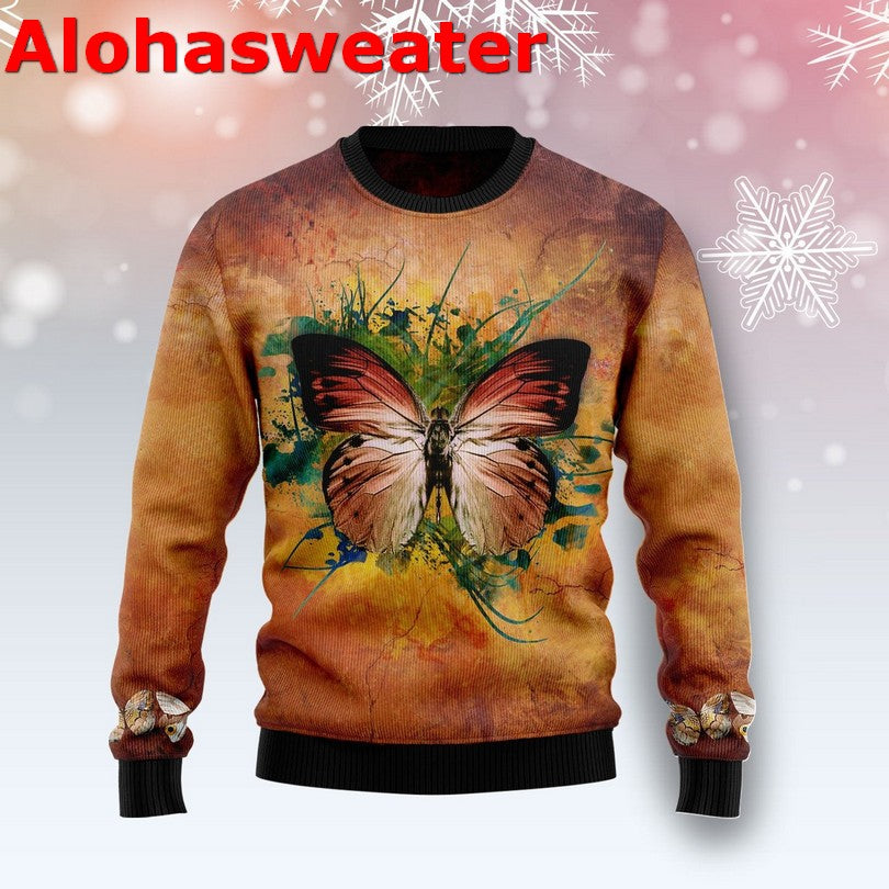 Butterfly wreath Christmas Sweater - Holiday Gift product image 3