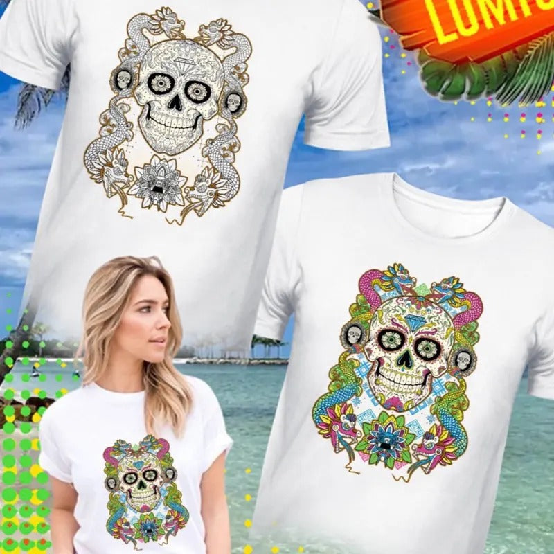 Calavera Quezacolth Cotton White - Adult & Kids T-Shirts, Sweatshirts & Hoodies apparel design preview 1
