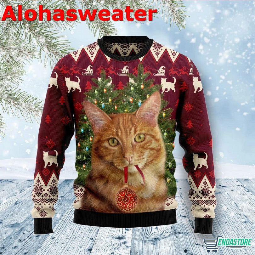 Cat I Will Destroy Christmas Snowflower Ugly Christmas Sweater - Holiday Gift product image 3