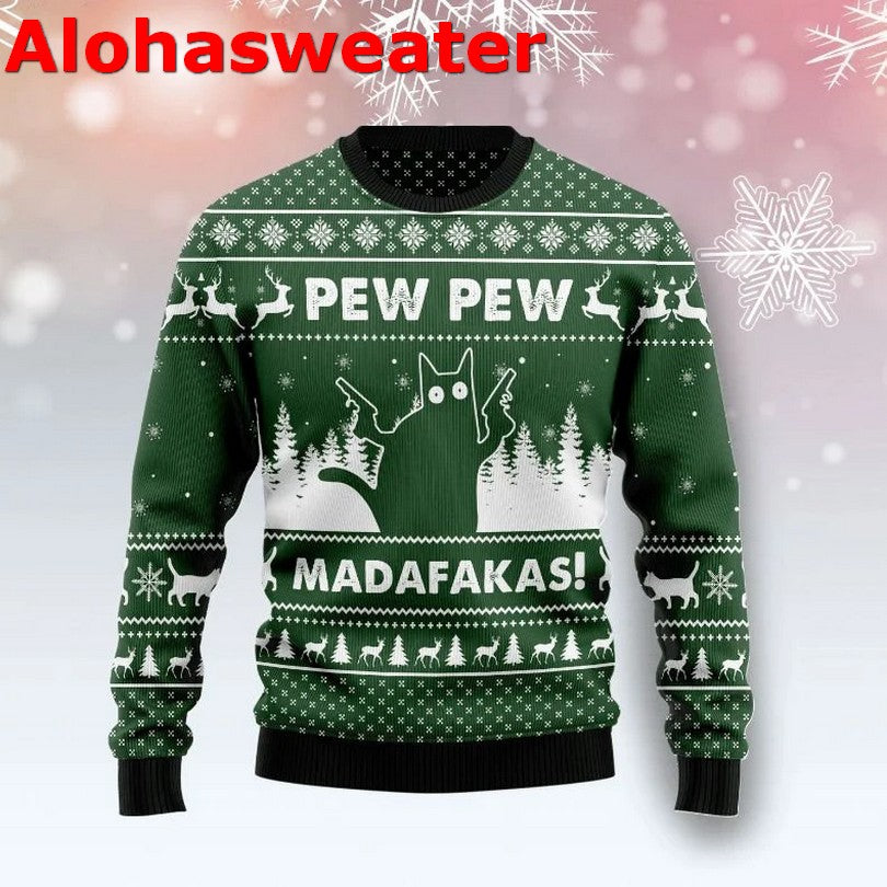 Cat make me happy Ugly Christmas Sweater - Holiday Gift product image 3