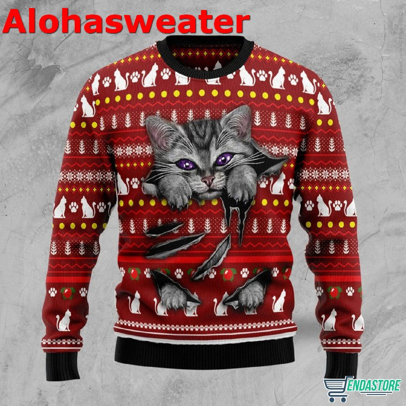 Cat Santa Ugly Christmas Sweater - Holiday Gift product image 2
