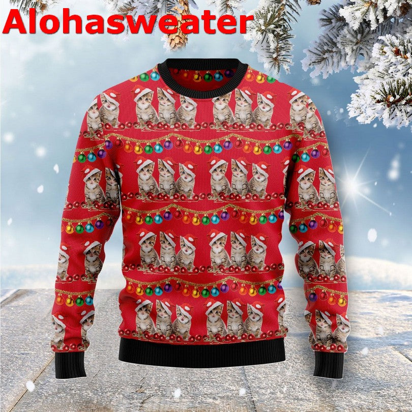 Cat themed kitten Christmas Sweater - Holiday Gift product image