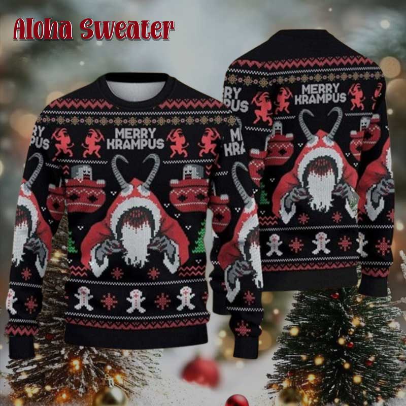 Chibi Design Naughty Brats Krampus Ugly Christmas Sweater - Holiday Gift product image 3