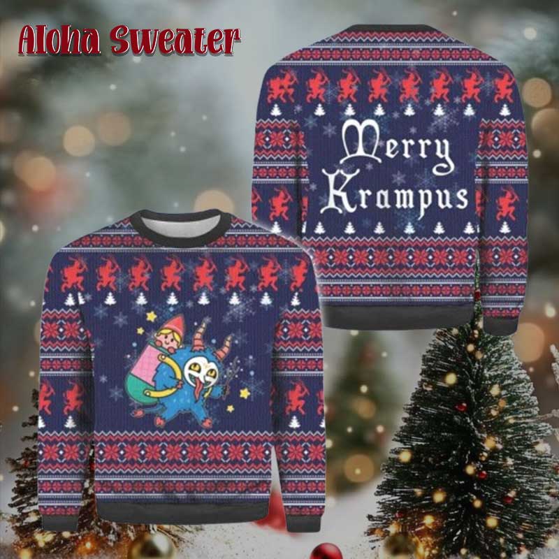 Chibi Design Naughty Brats Krampus Ugly Christmas Sweater - Holiday Gift product image