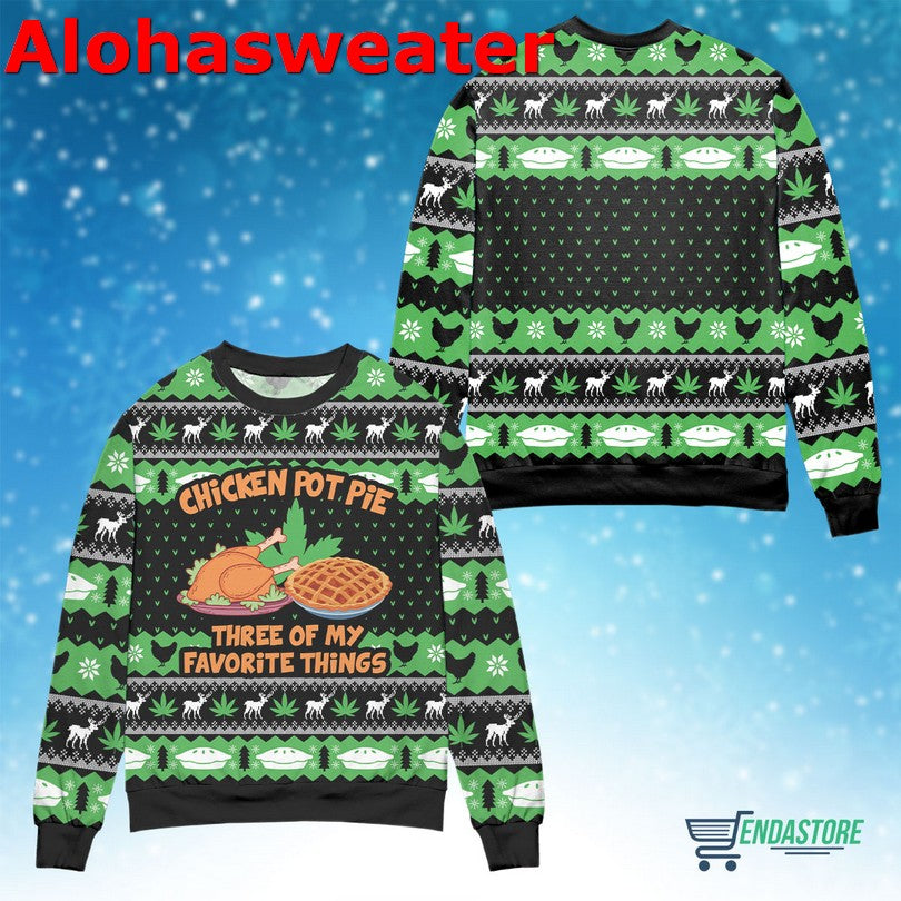 Chicken pot pie three of my favorite things Christmas Sweater - Holiday Gift product image 3