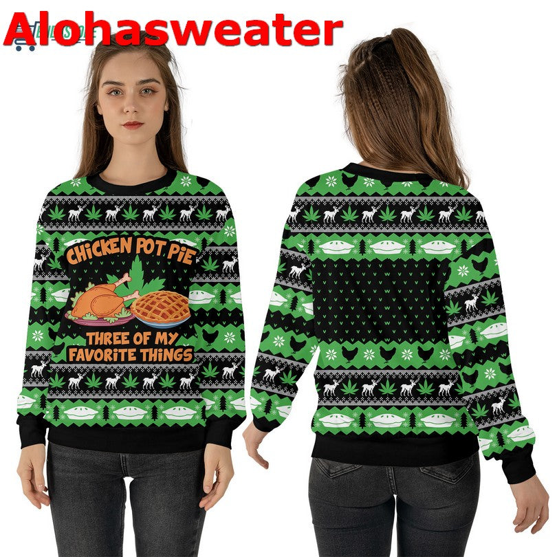 Chicken pot pie three of my favorite things Christmas Sweater - Holiday Gift product image 4