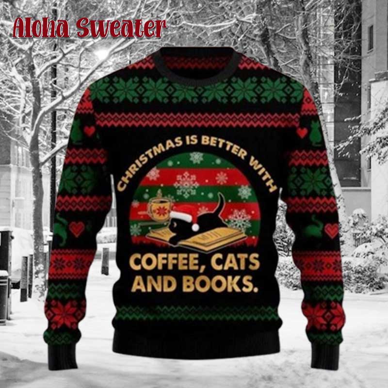 Cute Cat Kawaii Black Ugly Christmas Sweater - Holiday Gift product image 3
