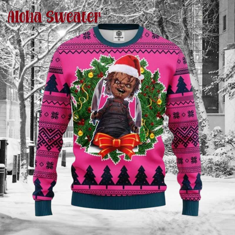 Chuckie Doll Good Guys Halloween Chucky Ugly Christmas Sweater - Holiday Gift product image 3
