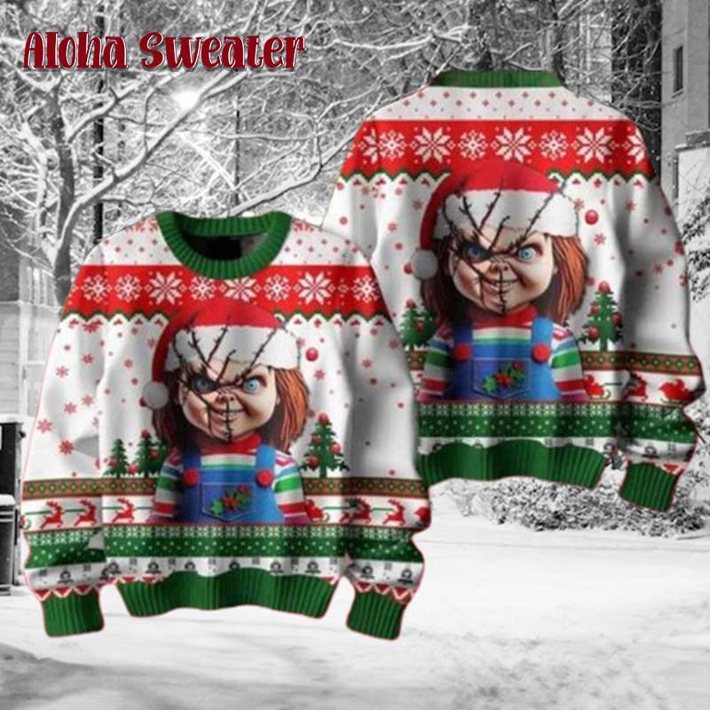 Chuckie Doll Good Guys Halloween Chucky Ugly Christmas Sweater - Holiday Gift product image 2