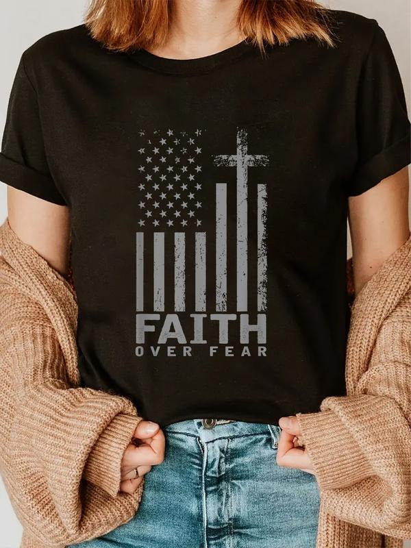Cotton America Pride US Flag Faith Over Fear Prayer - Adult & Kids T-Shirts, Sweatshirts & Hoodies apparel design preview 1