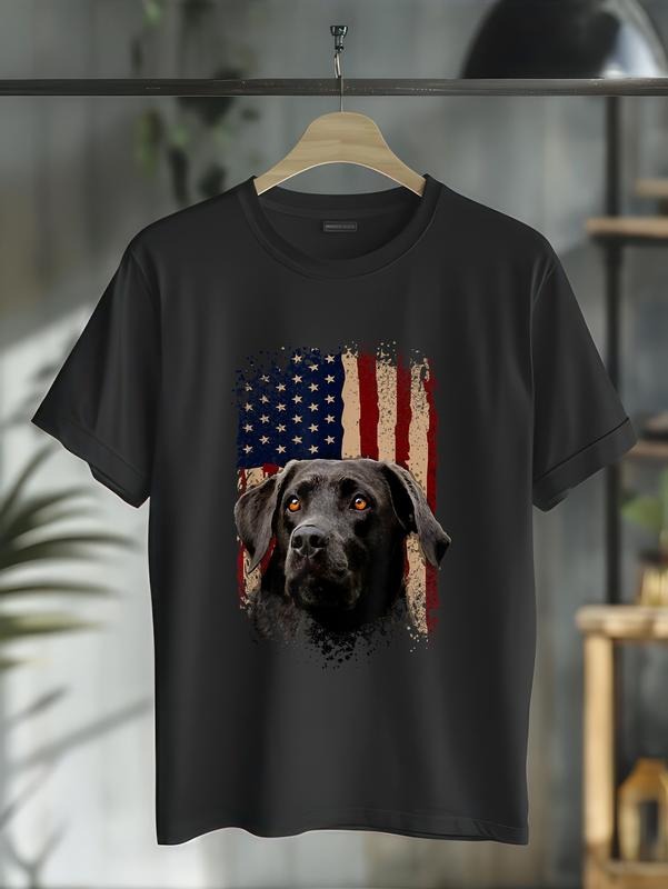Cotton American Black Labrador USA Flag Lab Owner - Adult & Kids T-Shirts, Sweatshirts & Hoodies apparel design preview 1