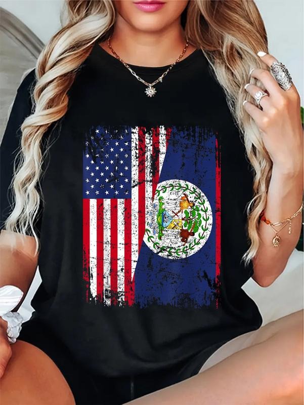 Cotton BELIZEAN ROOTS Half American Flag USA BELIZE - Adult & Kids T-Shirts, Sweatshirts & Hoodies apparel design preview 1