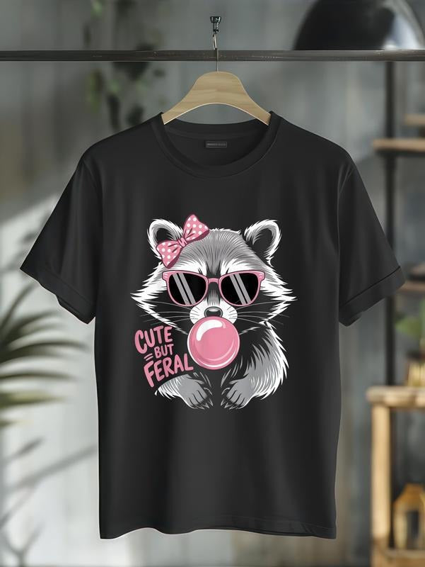 Cotton Cute But Feral Raccoon Funny Casual - Adult & Kids T-Shirts, Sweatshirts & Hoodies apparel design preview 1