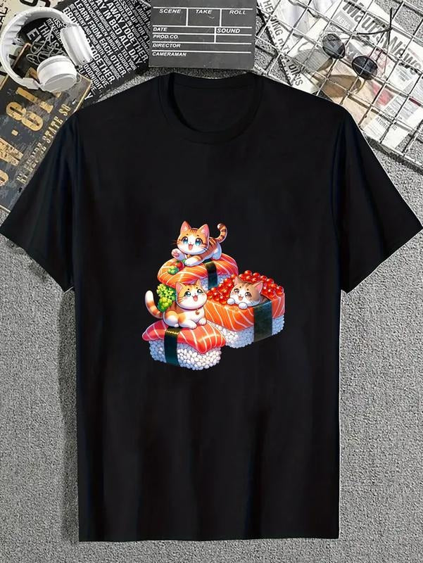 Cotton Cute Kawaii Cat Sushi Lover Japanese Food - Adult & Kids T-Shirts, Sweatshirts & Hoodies apparel design preview 1