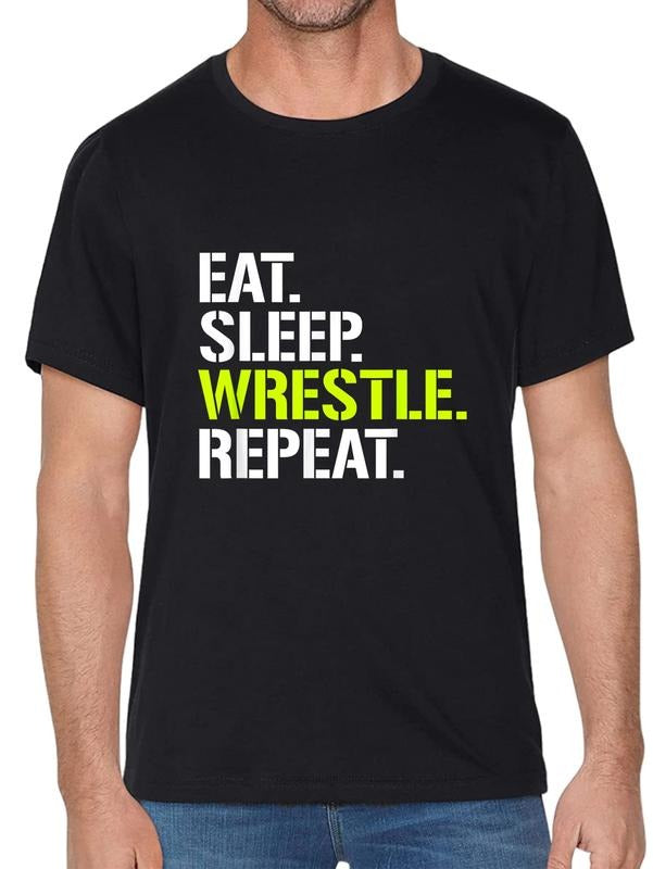 Cotton Eat Sleep Wrestle Repeat Cool Wrestling Casual - Adult & Kids T-Shirts, Sweatshirts & Hoodies apparel design preview 1