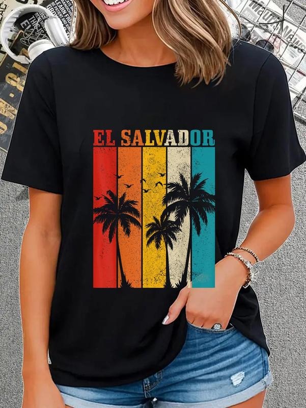 Cotton El Salvador Vintage Palm Trees Surfer - Adult & Kids T-Shirts, Sweatshirts & Hoodies apparel design preview 1
