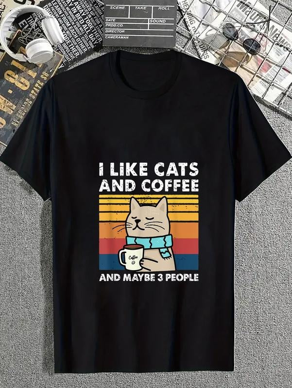 Cotton Funny Cats I Like Coffee Maybe 3 People Casual - Adult & Kids T-Shirts, Sweatshirts & Hoodies apparel design preview 1