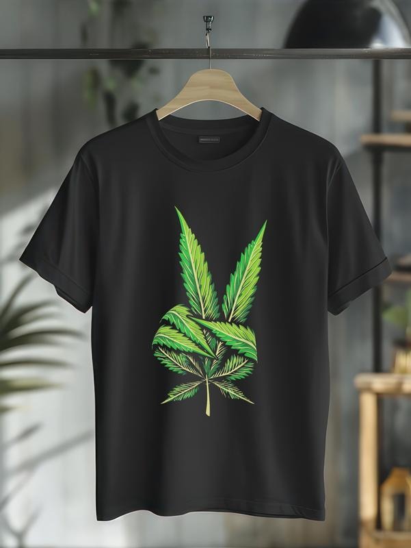 Cotton Funny Peace Hand Weed Cool Marijuana Leaf Sign - Adult & Kids T-Shirts, Sweatshirts & Hoodies apparel design preview 1
