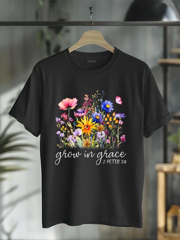 Cotton Grow Grace Wildflower Boho Christian Scripture - Adult & Kids T-Shirts, Sweatshirts & Hoodies apparel design preview 1