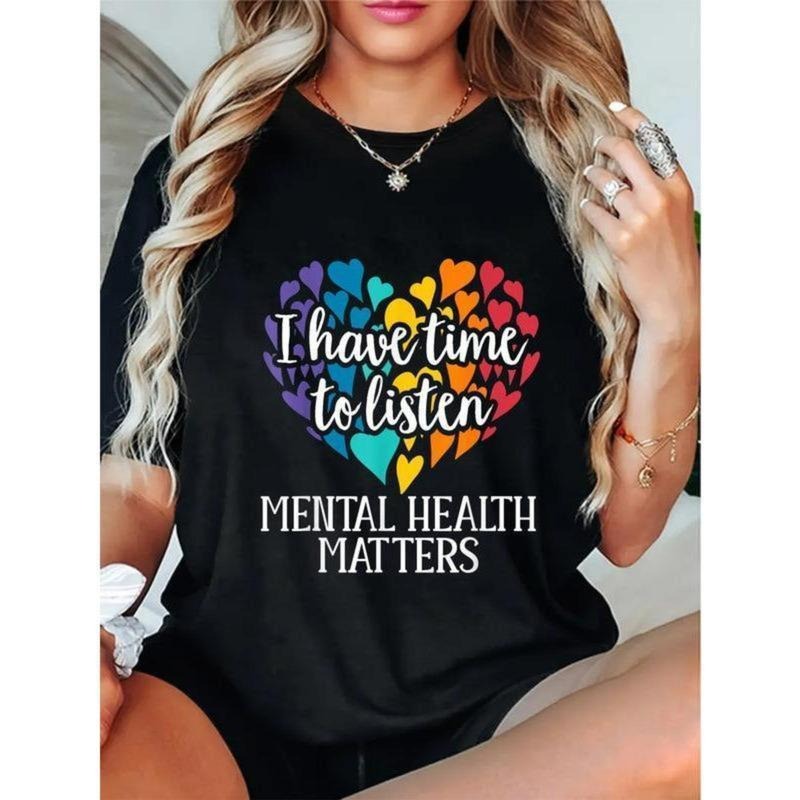 Cotton I Have Time Listen Mental Health Awareness - Adult & Kids T-Shirts, Sweatshirts & Hoodies apparel design preview 1