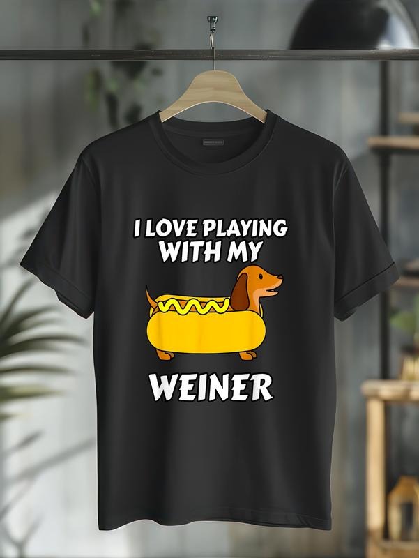 Cotton I Love Playing My Wiener Dachshund Dog Weenie - Adult & Kids T-Shirts, Sweatshirts & Hoodies apparel design preview 1