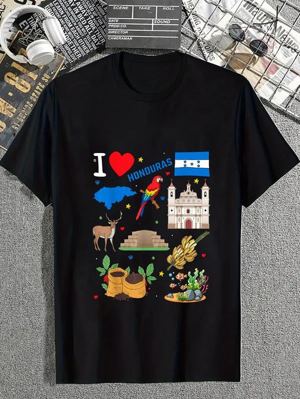 Cotton I Love Honduras. Hand Drawn Honduran Landmarks - Adult & Kids T-Shirts, Sweatshirts & Hoodies apparel design preview 1
