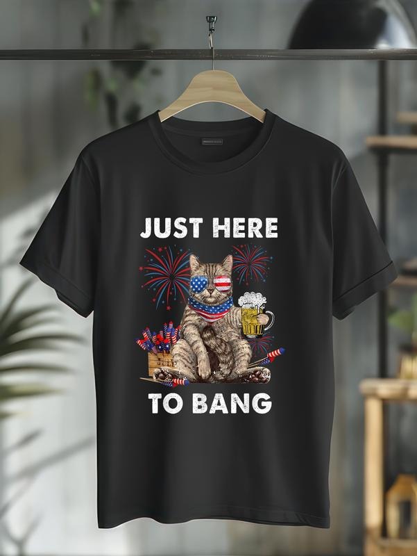 Cotton Just Here Bang USA Flag Funny Beer 4th July - Adult & Kids T-Shirts, Sweatshirts & Hoodies apparel design preview 1