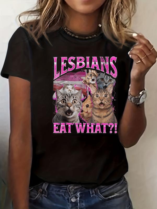 Cotton Lesbians Eat What?! Funny Cat Gay Pride LGBTQ - Adult & Kids T-Shirts, Sweatshirts & Hoodies apparel design preview 1