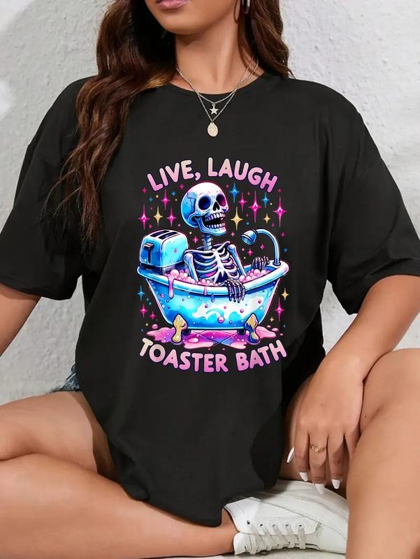 Cotton Live Laugh Toaster Bath Skeleton Tie Dye Funny - Adult & Kids T-Shirts, Sweatshirts & Hoodies apparel design preview 1
