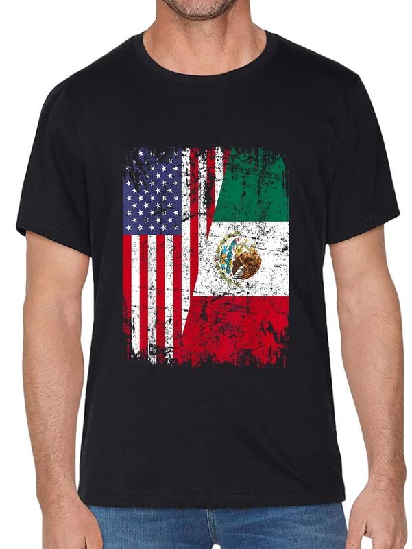 Cotton MEXICAN ROOTS Half American Flag MEXICO Casual - Adult & Kids T-Shirts, Sweatshirts & Hoodies apparel design preview 1