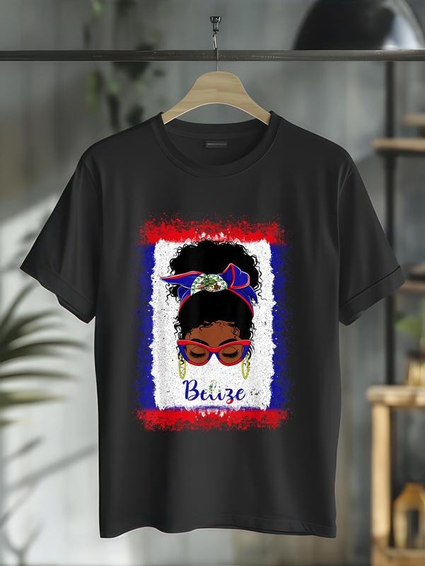 Cotton Messy Bun Belizean Belize Flag Woman Girl - Adult & Kids T-Shirts, Sweatshirts & Hoodies apparel design preview 1