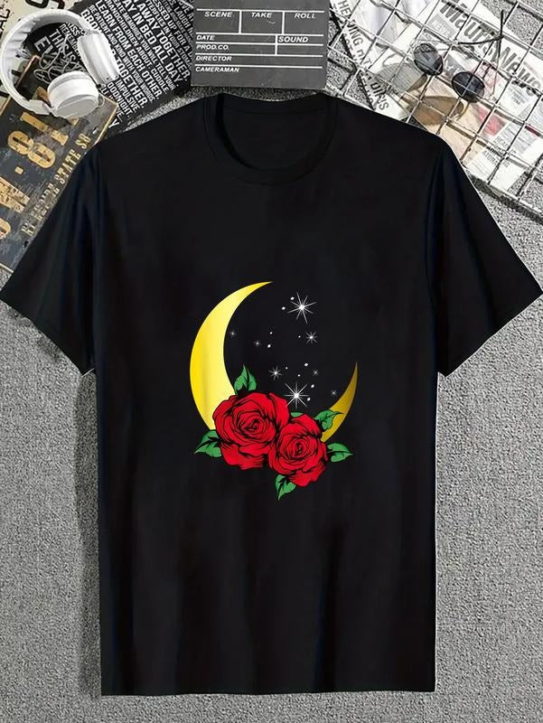 Cotton Night Sky Red Roses Garden Gardener Flowers - Adult & Kids T-Shirts, Sweatshirts & Hoodies apparel design preview 1