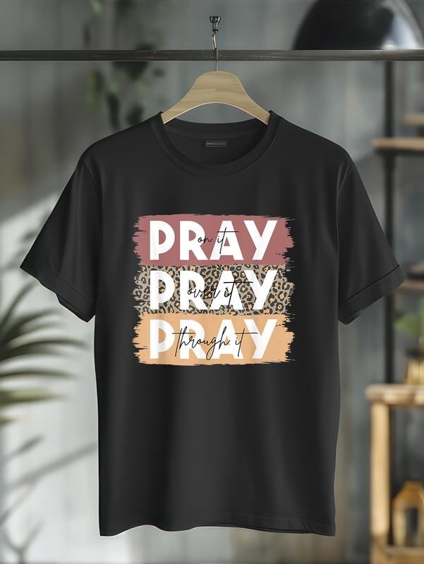 Cotton Pray Over Through Leopard Christian Casual - Adult & Kids T-Shirts, Sweatshirts & Hoodies apparel design preview 1