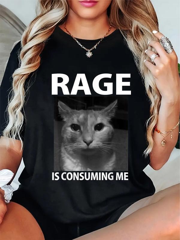 Cotton Rage Is Consuming Me Silly Staring Cat Meme - Adult & Kids T-Shirts, Sweatshirts & Hoodies apparel design preview 1