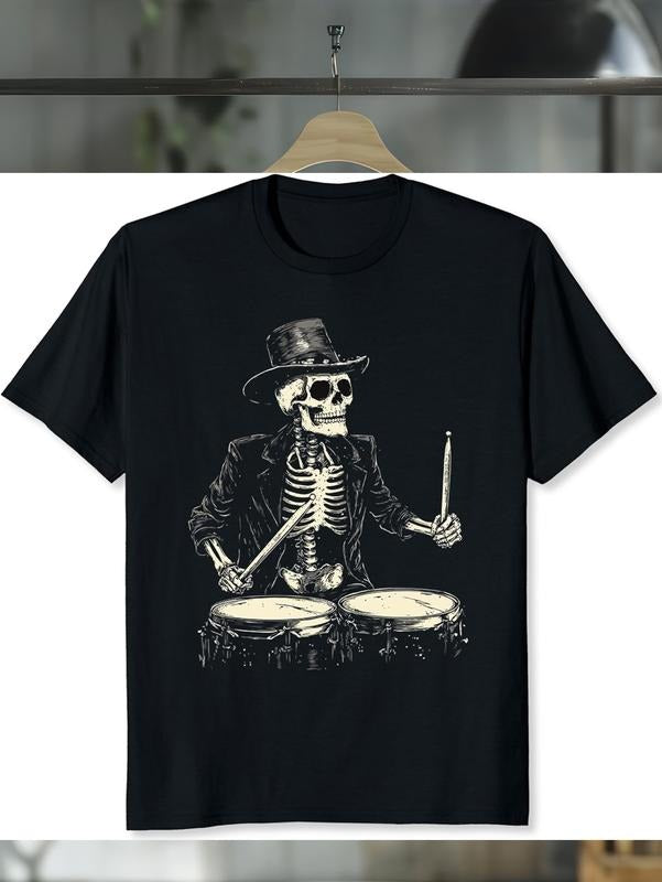 Cotton Skeleton Drummer Vintage Band Rock Music Lover - Adult & Kids T-Shirts, Sweatshirts & Hoodies apparel design preview 1