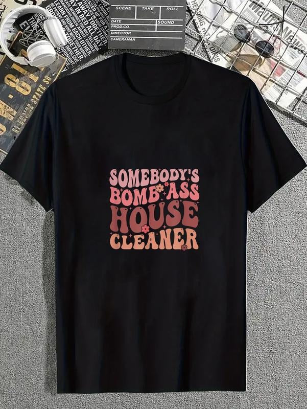 Cotton Somebody'S Bomb Ass House Cleaner Groovy Funny - Adult & Kids T-Shirts, Sweatshirts & Hoodies apparel design preview 1