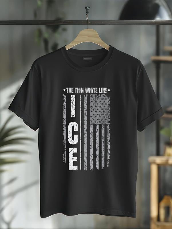 Cotton Support ICE Immigration Officers American Flag - Adult & Kids T-Shirts, Sweatshirts & Hoodies apparel design preview 1