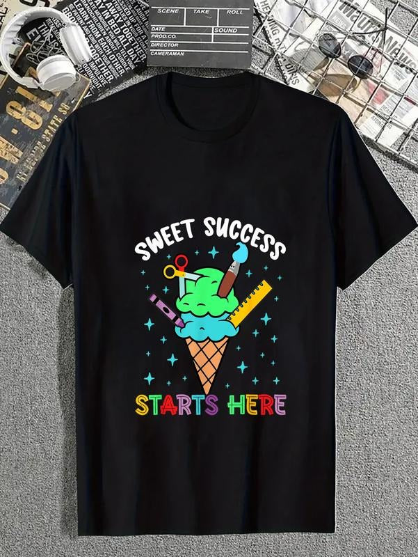 Cotton Sweet Success Starts Here Back School Teacher - Adult & Kids T-Shirts, Sweatshirts & Hoodies apparel design preview 1