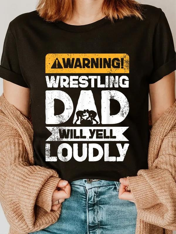 Cotton Warning Will Yell Loudly Wrestling Dad Casual - Adult & Kids T-Shirts, Sweatshirts & Hoodies apparel design preview 1