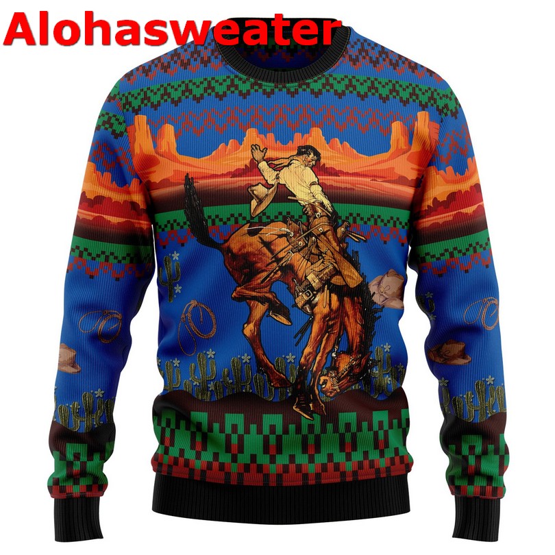 Cowboy desert Christmas Sweater - Holiday Gift product image