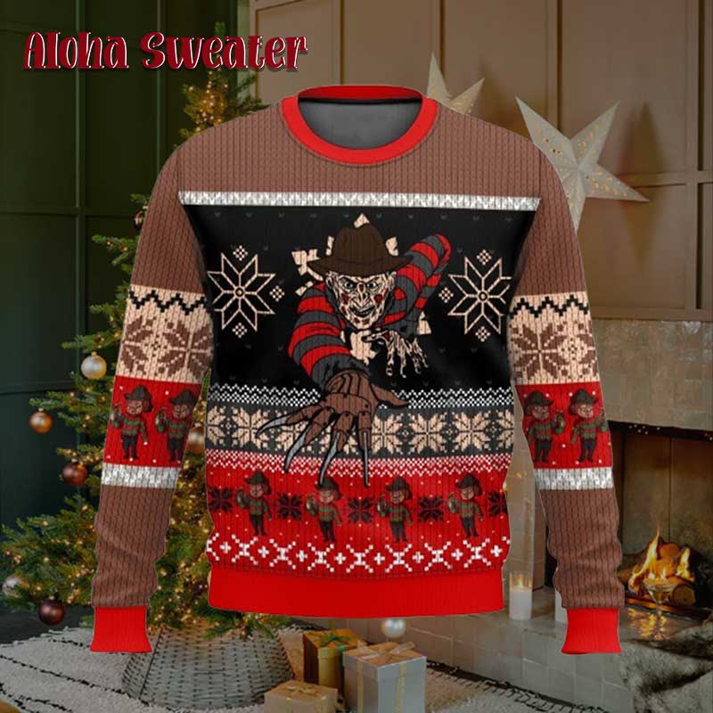 Freddy Krueger Halloween And Holiday Ugly Christmas Sweater - Holiday Gift product image 5