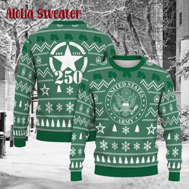 250 Years Strong Us Army Ugly Christmas Sweater - Holiday Gift product image 5