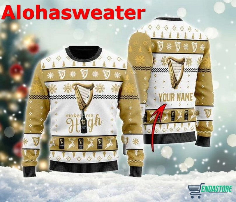 Customized Guinness Makes Me High Ugly Christmas Sweater - Holiday Gift product image