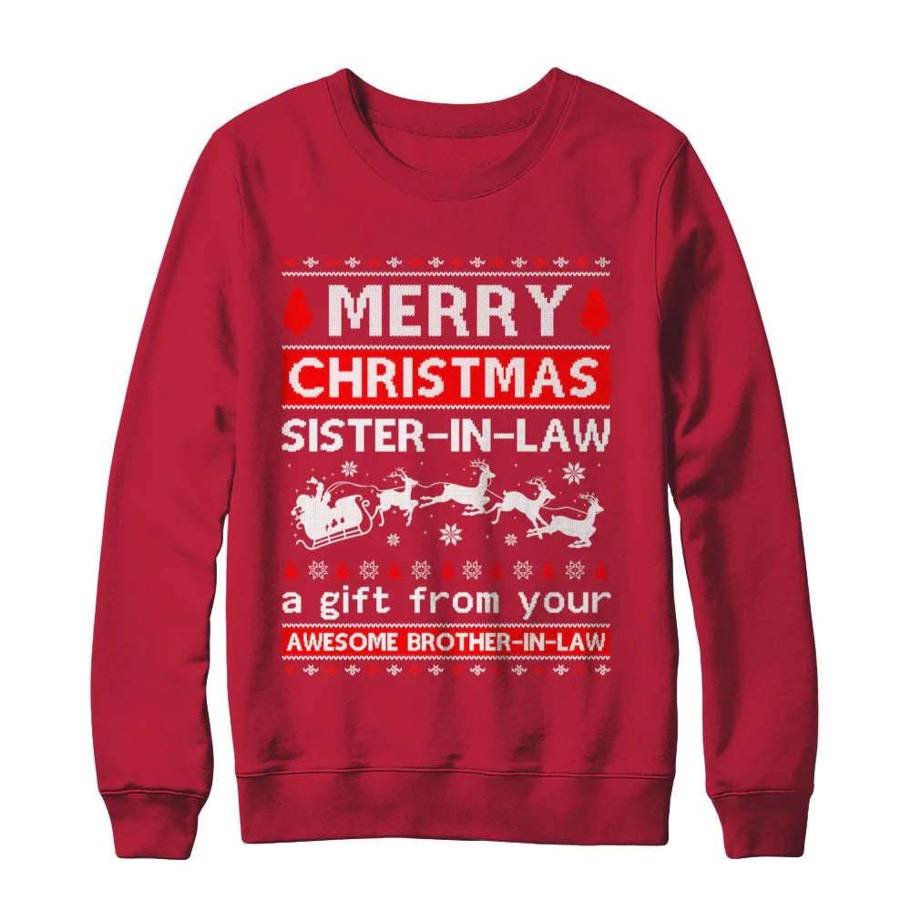 Merry christmas sister in law a gift from your brother in law Christmas Sweater - Holiday Gift product image 3